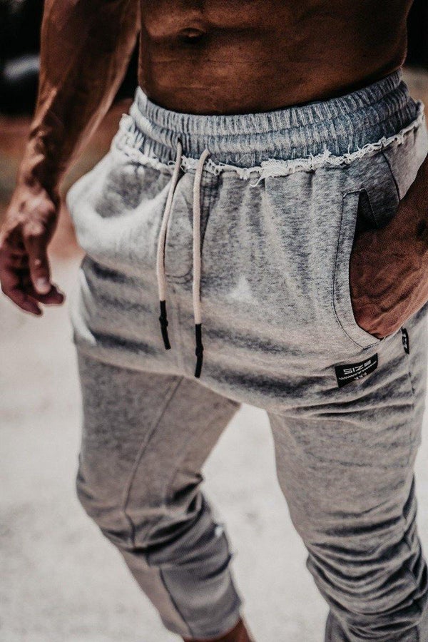 Size Up Grey Marl Retro Crew Joggers