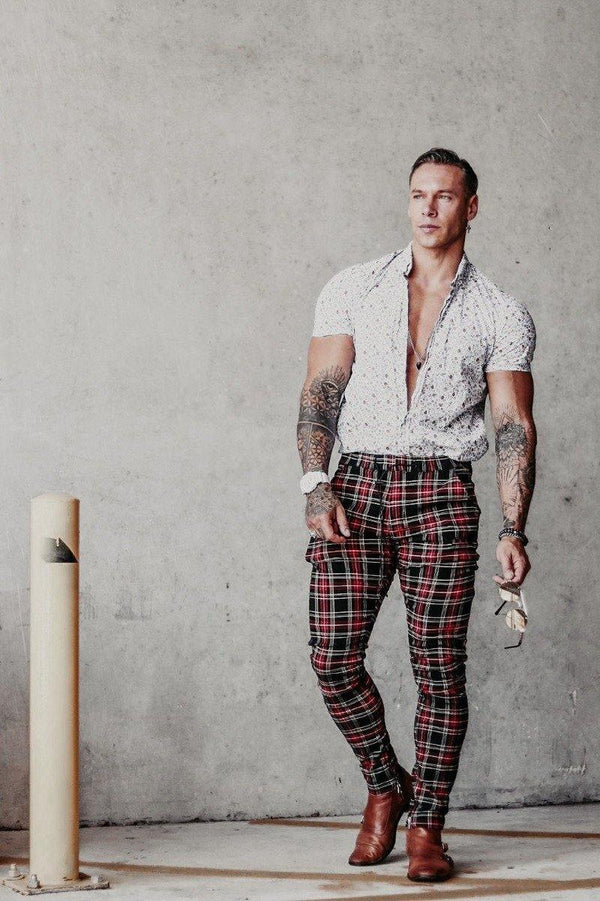 Size Up Royal Red Plaid Tri-Stretch Pants