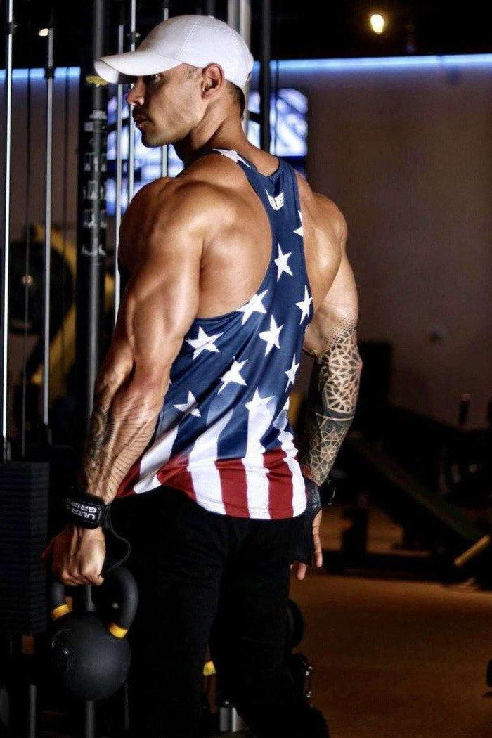 Size Up USA Print Y-Back Tank