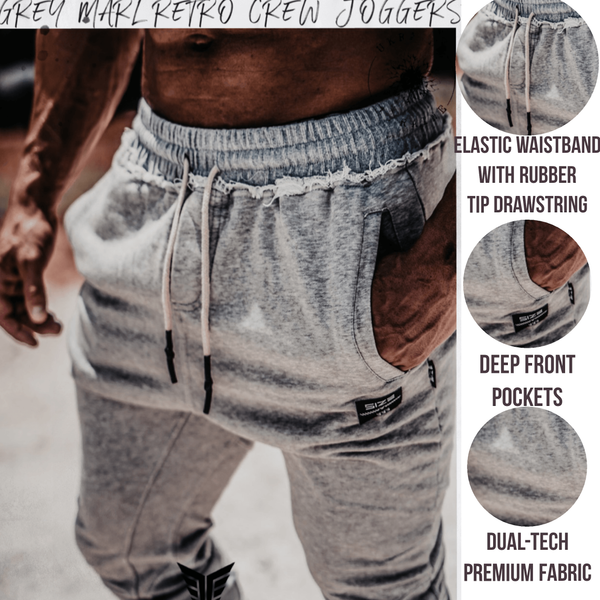 Size Up Grey Marl Retro Crew Joggers - Size Up Apparel